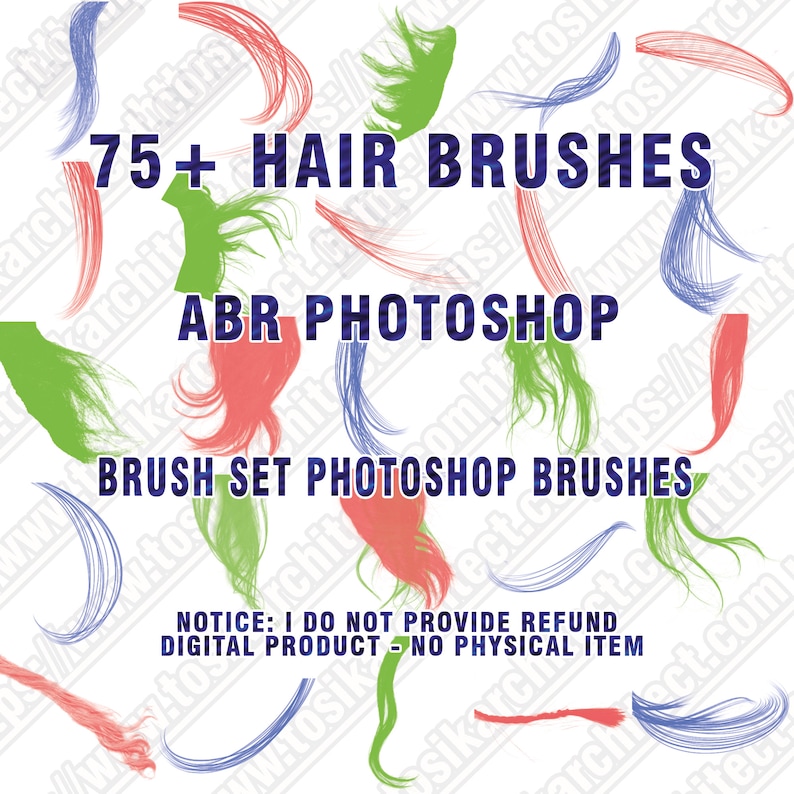 75 Hair Brushes, ABR Digital Hair, Abr Brushes, Painted Hair, Hair ABR, Brush Set