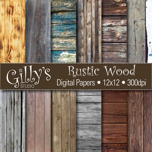 Rustic Wood Digital Paper: Rustic Wood, printables, Wood background, commercial use, instant download, 12x12 inches, 300dpi, jpg files