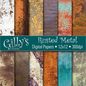 Rusted Metal Digital Paper: Rusted Metal, printables, Metal background, commercial use, instant download, 12x12 inches, 300dpi, jpg files