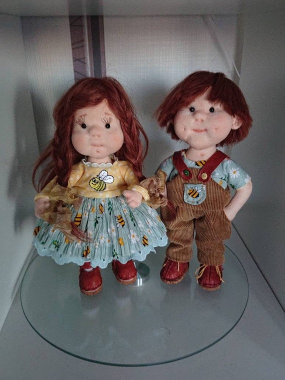 Handmade Doll. Art Doll.gift.brother and Sister Zhuzha and Zhora Handwork.  They Love Honey Made With Love for You. 