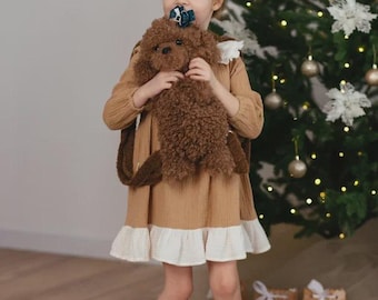 Handmade Plush Poodle Backpack: Chongker Realistic Dog Novelty Bag