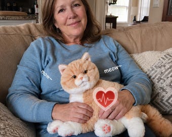 Weighted Robot Cat Plush: Percy Ginger Cat Interactive Companion, Realistic Stuffed Animal, Calming Toy