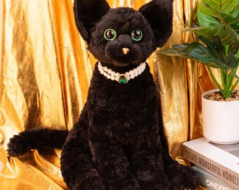 手作りのデボンレックス猫のぬいぐるみ：リアルなぬいぐるみの動物の