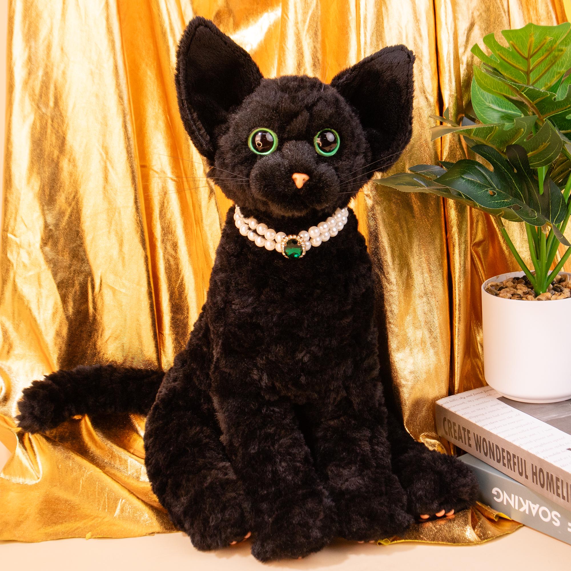 手作りのデボンレックス猫のぬいぐるみ：リアルなぬいぐるみの動物の