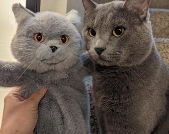 Sac à dos en peluche chat gris fait main : mini sac à dos Kawaii