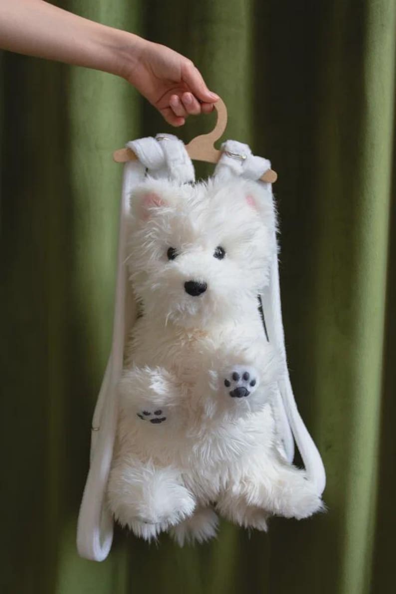 Westie Dog Backpack: Handmade Plush Stuffed Animal Bag image 7