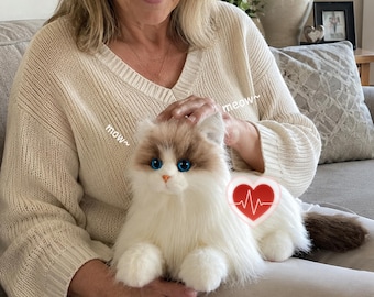 Realistic Robot Cat Companion | Interactive Plush Toy (12 inch) Emotional Support Buddy