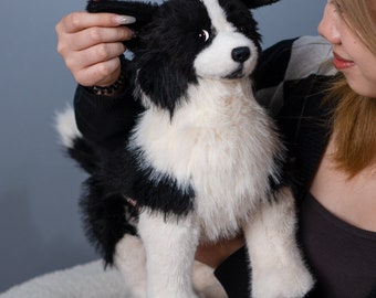 Chongker en peluche pour chien Border Collie fait main, chien en peluche fait main, compagnon réaliste pour animal de compagnie, cadeau pour anniversaire, fête des mères, Noël