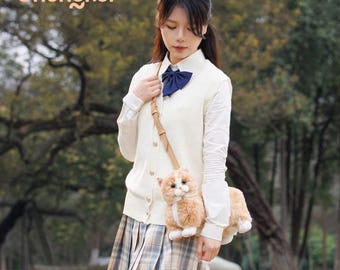 Sac à Dos En Peluche Chat Multicolore – Sac à Bandoulière Fille, Tendance