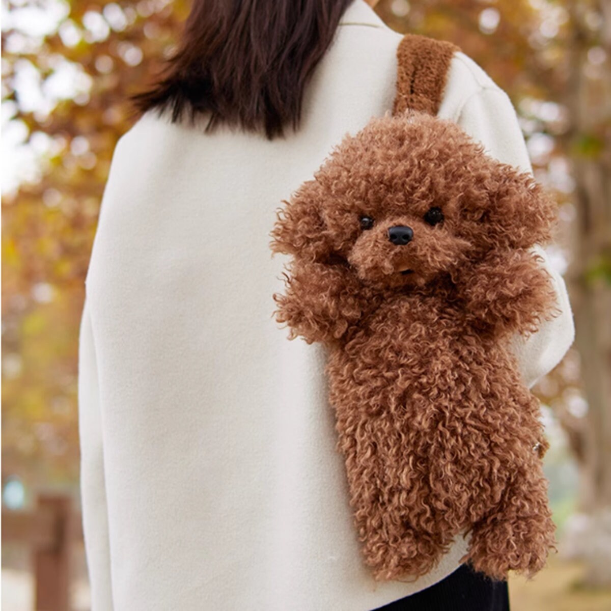 Handmade Plush Poodle Backpack: Fashion Bag for Dog Lovers 