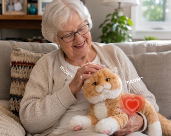 Percy Ginger Robot Cats gewogen knuffeldier: interactieve metgezel, realistisch knuffeldier, beterschapscadeau voor senioren, kalm en ontspannen speelgoed