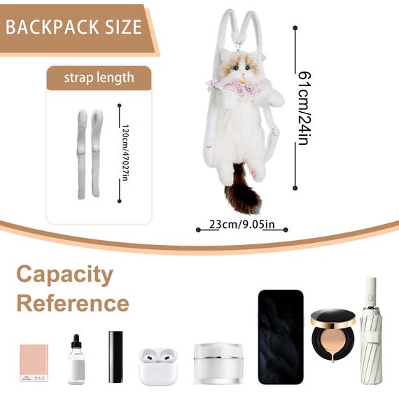 Lifelike Ragdoll Cat Plush Backpack – Handmade Novelty  display picture 3