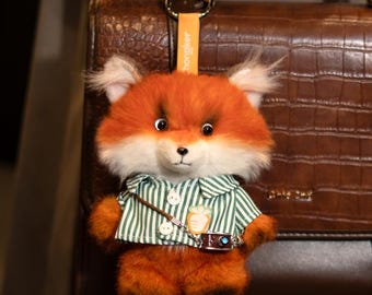 Handmade Red Fox Plush Keychain – Realistic Animal Charm