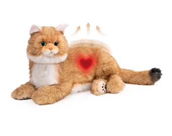 Interactive Plush Cat: Heartbeat, Meows, Purring Sounds