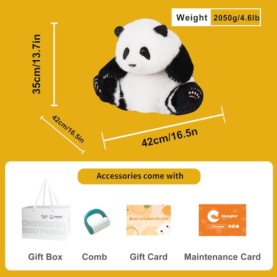重みのあるぬいぐるみパンダ：リアルなHuaHuaコンパニオン - 4.6ポンド