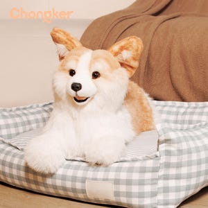 Handgjord Corgi plyschleksak - Supermjuk och naturtrogen, julklapp för alla åldrar