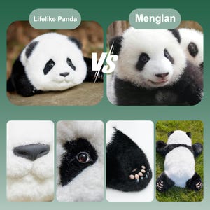 Menglan Panda Plush: Handgjord realistisk följeslagarplyschleksak för husdjur presentset bild 2