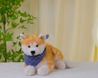 Chongker Plush Shiba Inu Dog Handmade Stuffed Animal Dog Realistic Companion Pet Gift for Birthday Anniversary Mother's Day Christmas