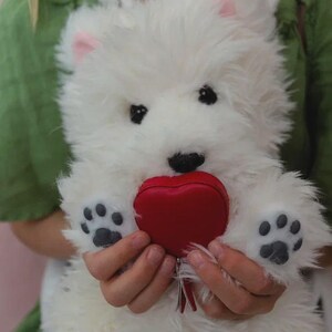 Westie Dog Backpack: Handmade Plush Stuffed Animal Bag image 6