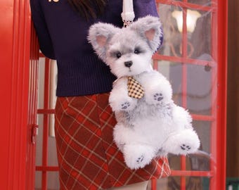 Realistic Plush Schnauzer Dog Backpack: Adjustable Straps - Etsy display picture 1