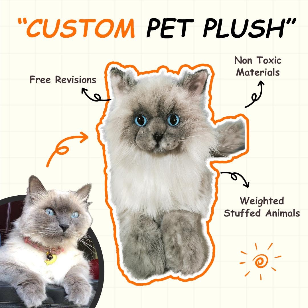 Custom Plush Cat: Handmade Pet Memorial, Realistic Design - Etsy Israel, image size:1080x1080