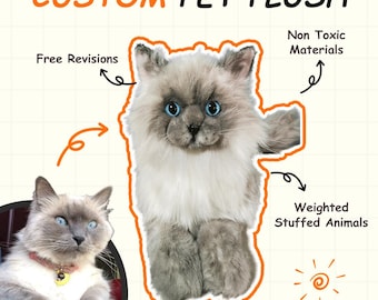 Gatto di peluche personalizzato: ricordo per animali domestici realizzato a mano, design realistico, regalo per la festa della mamma.