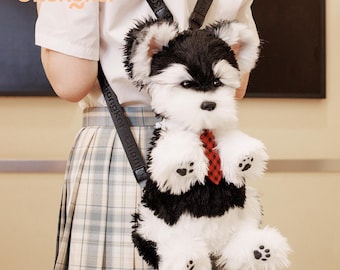 Handmade Schnauzer Plush Backpack: Wearable Puppy Love