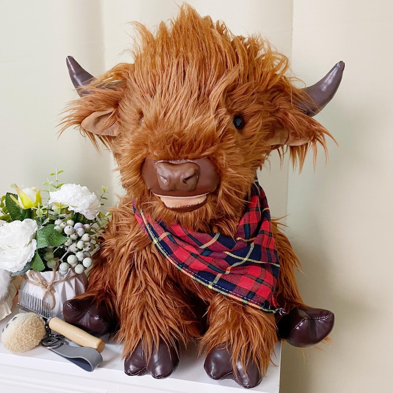 Handmade Weighted Highland Cow Plush Realistic Farm Animal Toy (17.71 — free download