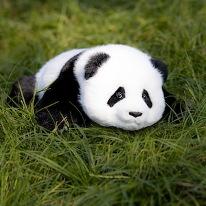 Menglan Panda Plush: Handgjord realistisk följeslagarplyschleksak för husdjur presentset bild 4