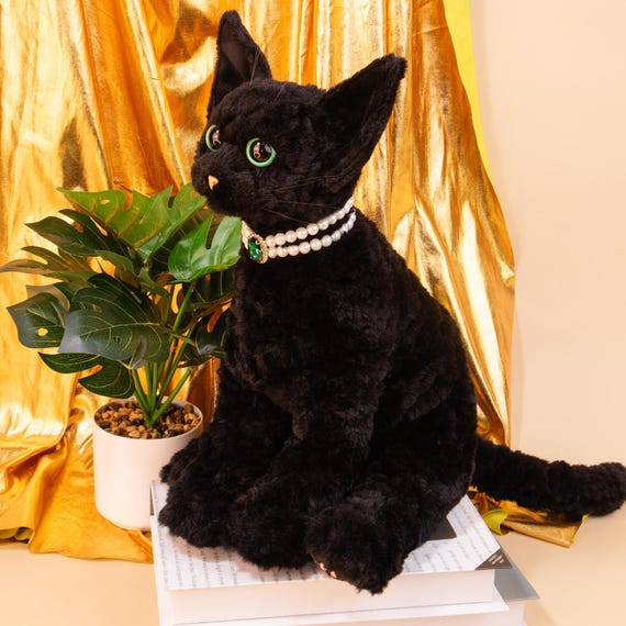 手作りのデボンレックス猫のぬいぐるみ：リアルなぬいぐるみの動物の
