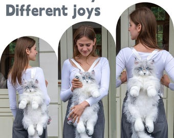 Sac à Dos Chat En Peluche Réaliste Acunny - Mignon Et Pratique Pour Femmes Et Filles