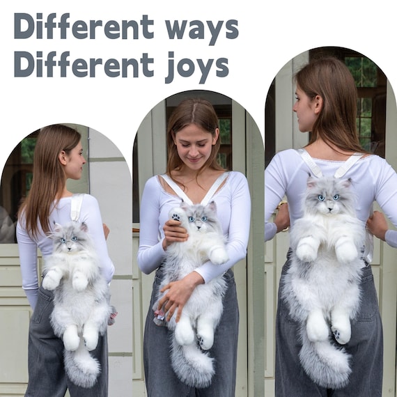メインクーン猫ぬいぐるみバックパック - Chongkerハンドメイドリアル