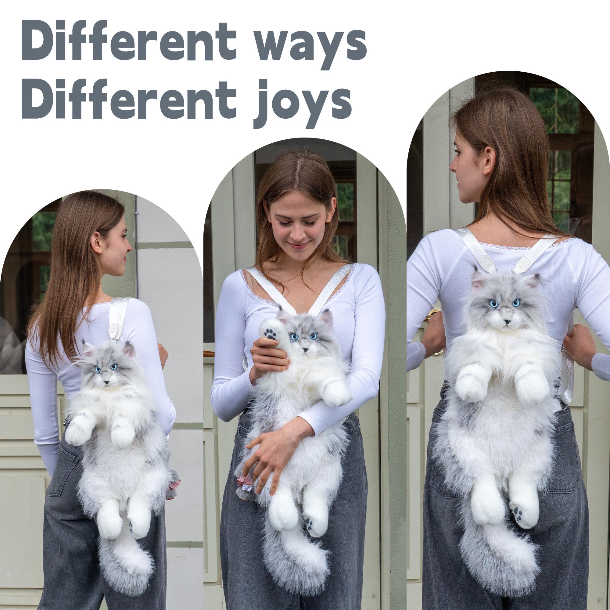 メインクーン猫ぬいぐるみバックパック - Chongkerハンドメイドリアル