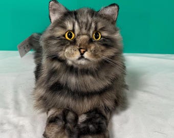 Handmade Longhair Cat Plush: Realistic Companion Gift
