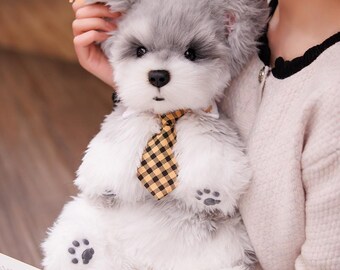 Realistic Plush Schnauzer Dog Backpack: Adjustable Straps - Etsy display picture 3