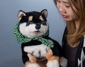 Peluche Chongker noire Shiba Inu chien fait main peluche chien compagnon réaliste animal de compagnie cadeau pour anniversaire anniversaire fête des mères noël