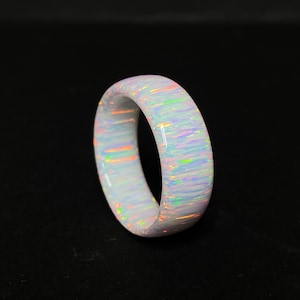 8mm White Snow Solid Opal Ring, Handmade Bello Opal Ring (Exclusive Item). Gift Idea, Wedding Ring, Engagement Ring, Promise Ring