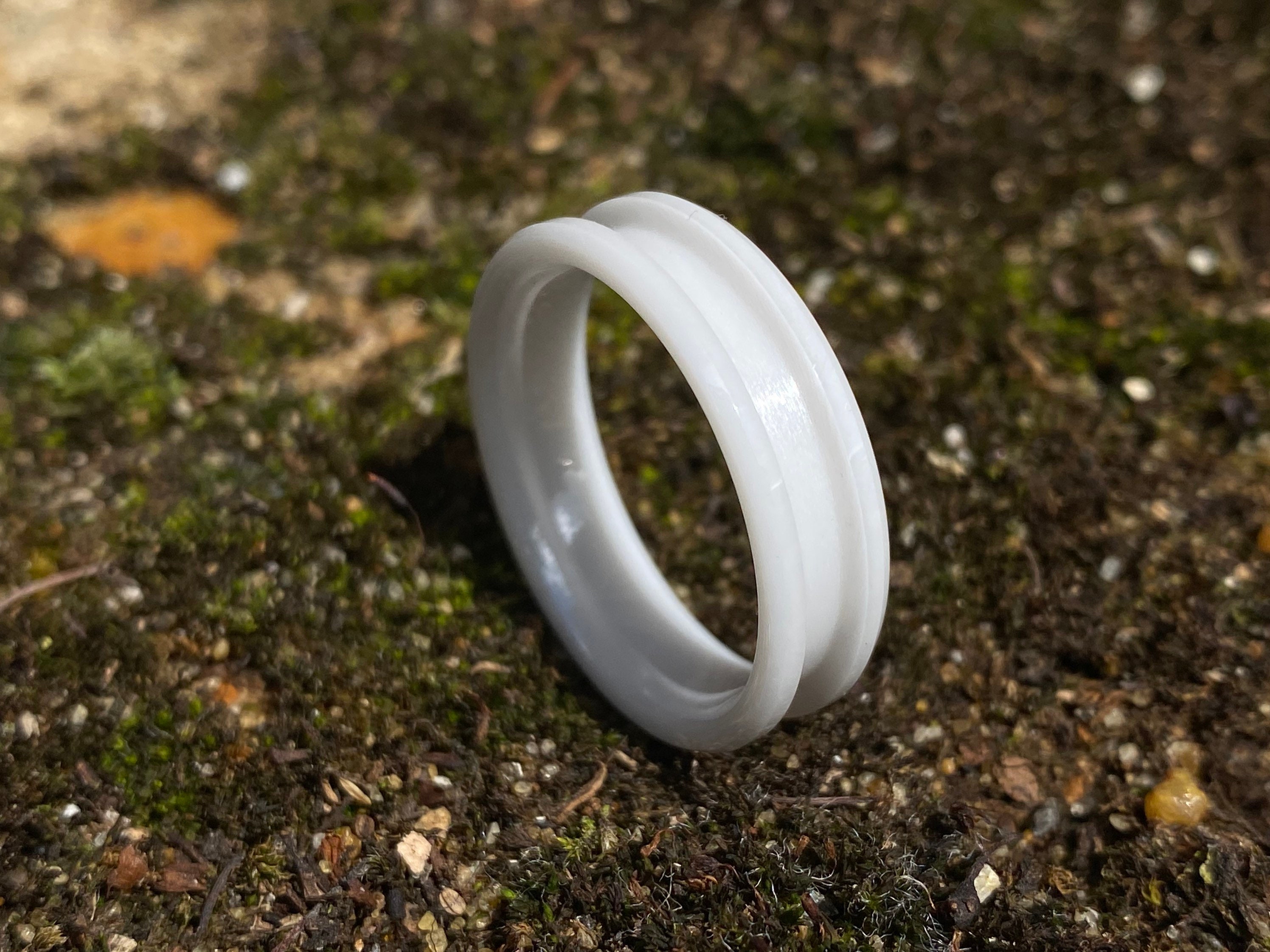 6mm Bevelled White Ceramic Polished Inlay Ring Blank -  Finland