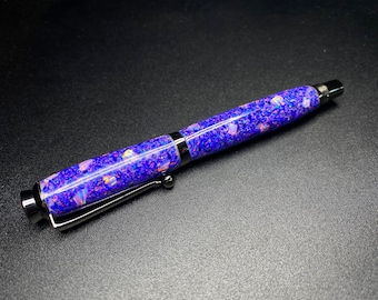 Bespoke Indigo and Lavender Opal Fountain Pen.