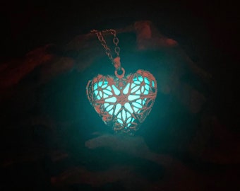 Heart Glow in the Dark Necklace. Etsy UK
