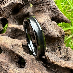 Facettierter schwarzer Keramik polierter Inlay Ring Rohling 4mm