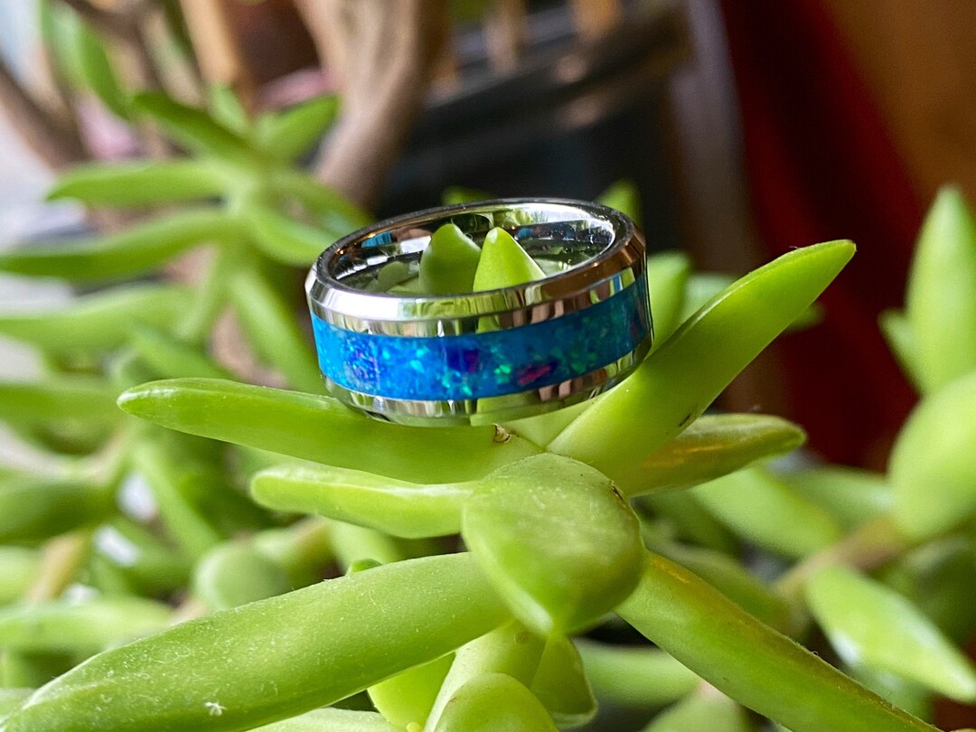 Buy Handmade Sea Blue and Indigo Flame Opal With Blue Glow Inlay Tungsten  Ring *free Uv Light* Wedding Ring, Engagement Ring, Promise Ring Online in  India - Etsy, image size:1080x810