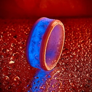 Handmade White Crushed Opal and Glow Inlay White Ceramic Ring *Free Uv Light* Wedding Ring, Engagement Ring, Promise Ring
