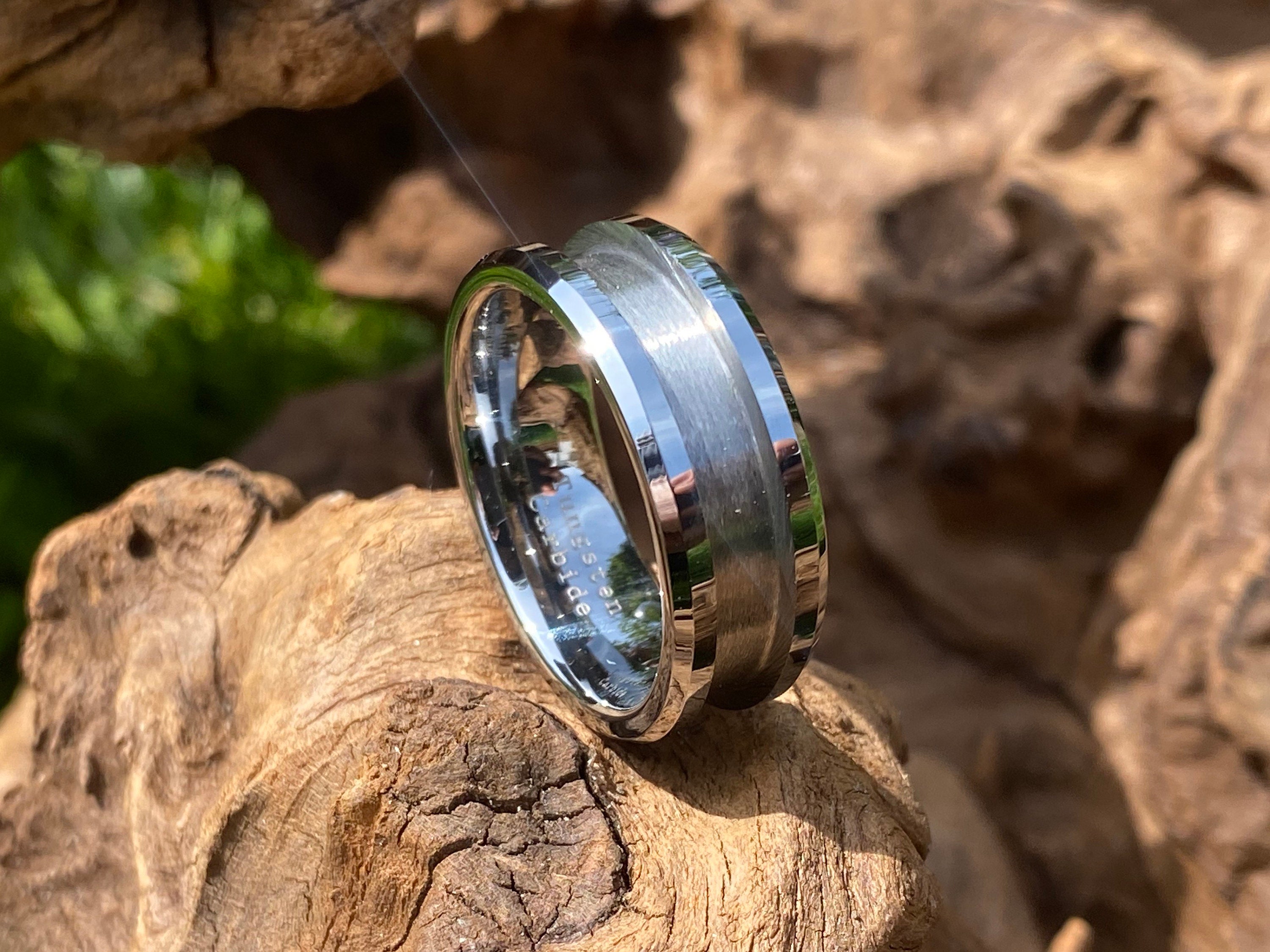 Ring Core Blank Sterling Silver Beveled Edge for Inlay 9.5 / 8mm