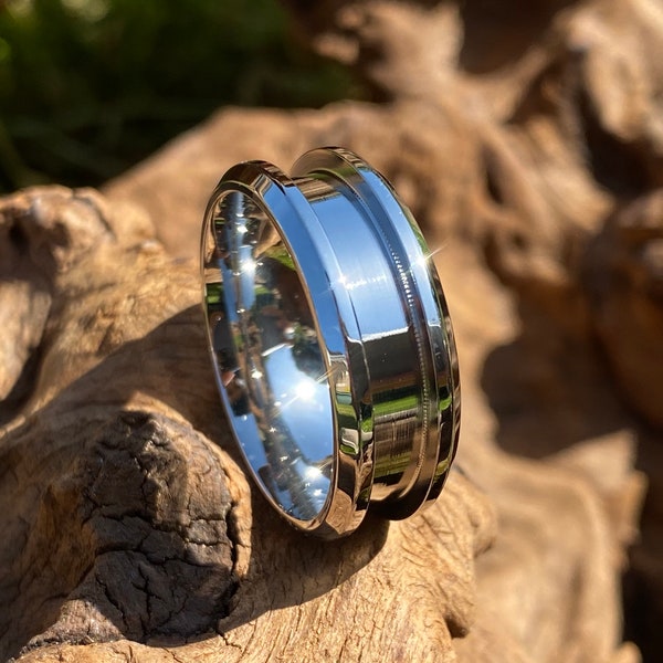 Bague vierge biseautée en acier inoxydable de haute qualité de 8 mm