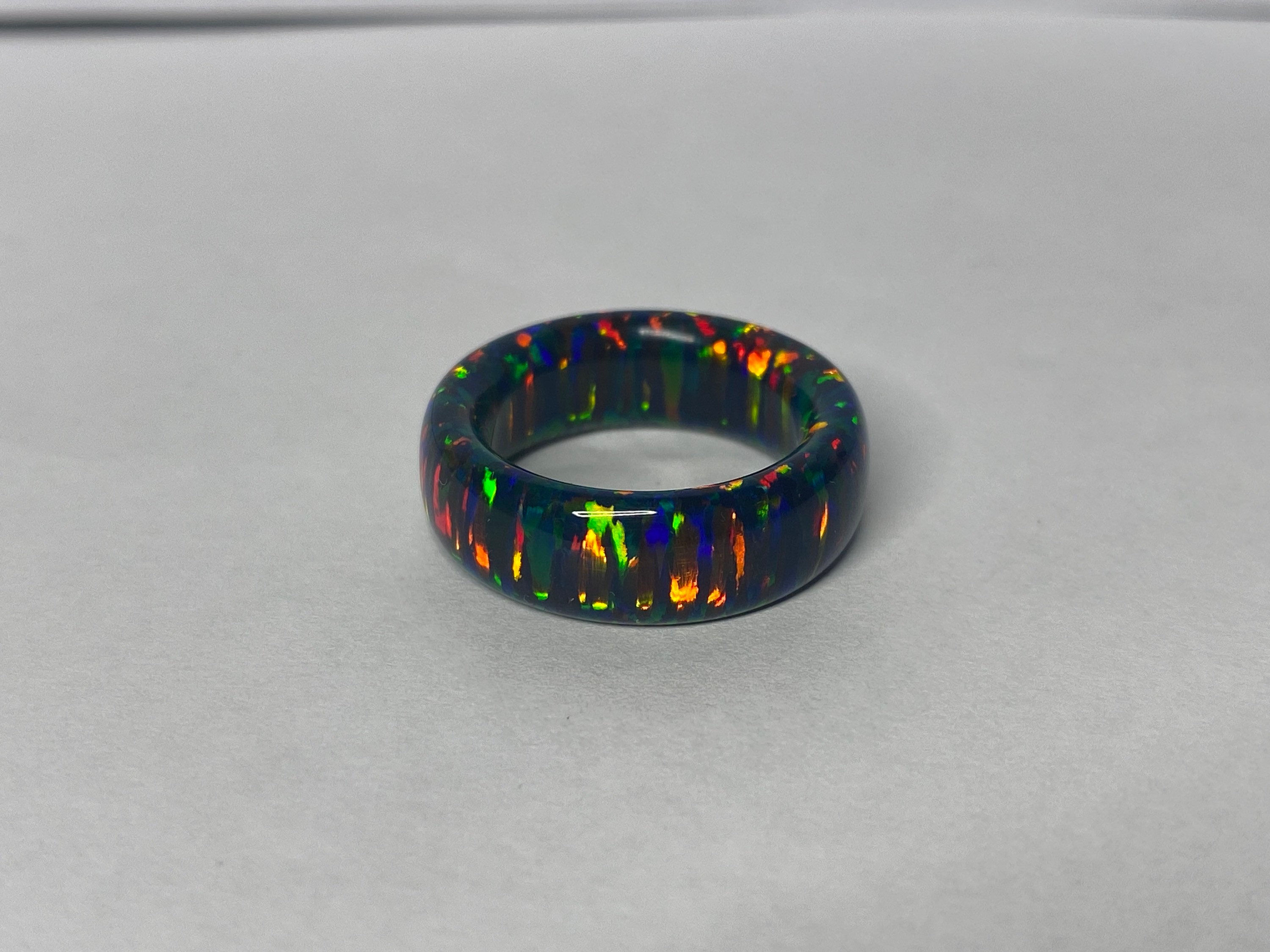 8mm Black Flame Solid Opal Ring Handmade Bello Opal Ring | Etsy