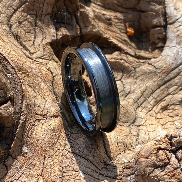 6mm Flat Black Ceramic Polished Inlay Ring Blank