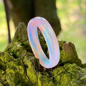 4mm Bespoke Unicorn Ring, Handmade Aurora Opal Ring (Exclusive Item). Gift Idea, Wedding Ring, Engagement Ring, Promise Ring