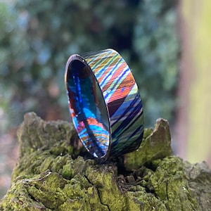 Titanium damascus deals ring