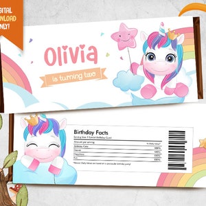 Unicorn Chocolate Bar Wrapper, Cute Unicorn Candy Wrapper, Magical Birthday Party Wrapper, Rainbow Chocolate Label, Kids Party Favor